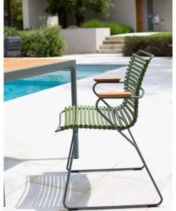 Click Outdoor Dining Chair With Armrests By Houe (Olive Green)