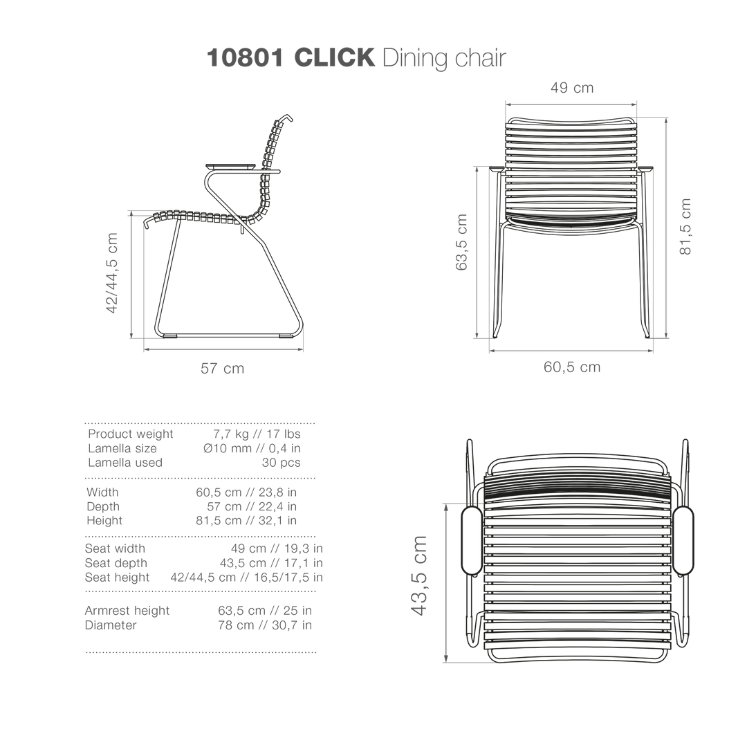 Click Outdoor Dining Chair With Armrests By Houe (Black) 6 Click Outdoor Dining Chair With Armrests By Houe (Black)