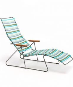 Click Outdoor Sunlounger Chair With Armrests By Houe (Blue Stripe)