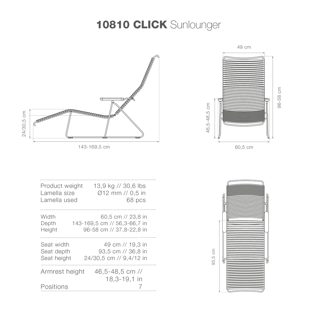 Click Outdoor Sunlounger Chair With Armrests By Houe (Blue Stripe) 2 Click Outdoor Sunlounger Chair With Armrests By Houe (Blue Stripe)