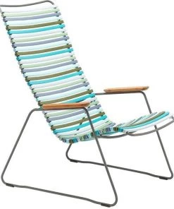 Click Outdoor Lounge Chair With Armrests By Houe (Multicolour Blue Stripe)