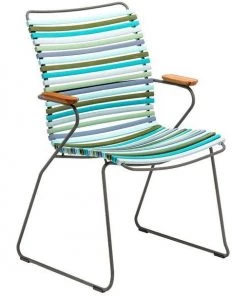 Click Outdoor Tall Back Dining Chair With Armrests By Houe (Blue Stripe)