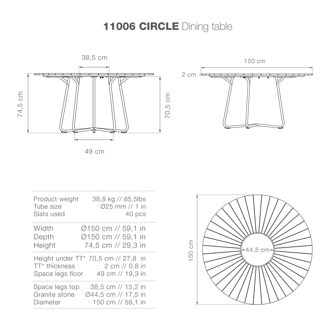 Circle Outdoor Dining Table 150cm By Houe (Bamboo & Black) 6 Circle Outdoor Dining Table 150cm By Houe (Bamboo & Black)