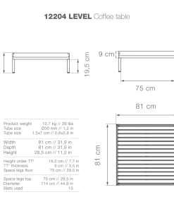 Level Outdoor Lounge Square Side Table 81cm By Houe (Bamboo & Black)