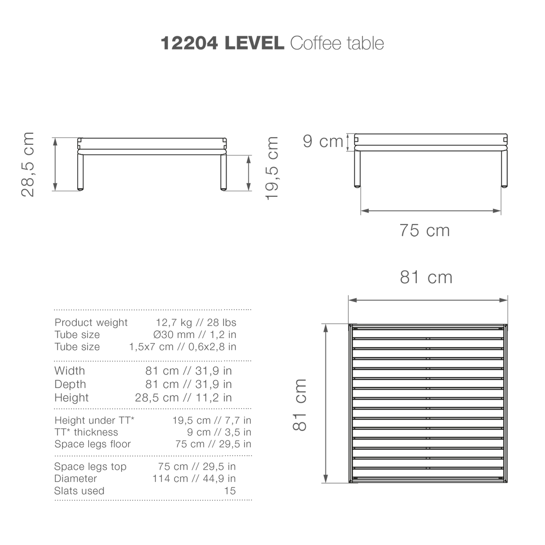 Level Outdoor Lounge Square Side Table 81cm By Houe (Bamboo & Black) 2 Level Outdoor Lounge Square Side Table 81cm By Houe (Bamboo & Black)