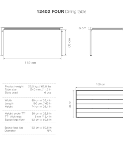 Four Rectangular Outdoor Dining Table 160cm By Houe (Bamboo & Black)