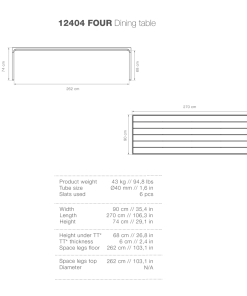 Four Rectangular Outdoor Dining Table 270cm By Houe (Black)