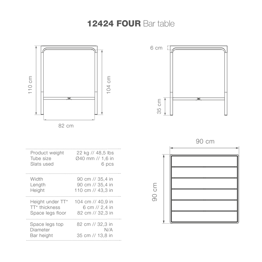Four Square Outdoor Bar Table 90cm By Houe (Bamboo & Black) 2 Four Square Outdoor Bar Table 90cm By Houe (Bamboo & Black)