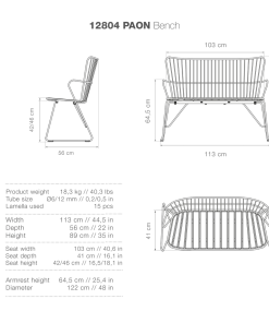 Paon Outdoor Bench Seat By Houe (Bamboo & Black)