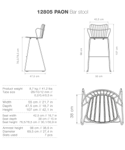 Paon Outdoor Bar Chair By Houe (Bamboo & Black)