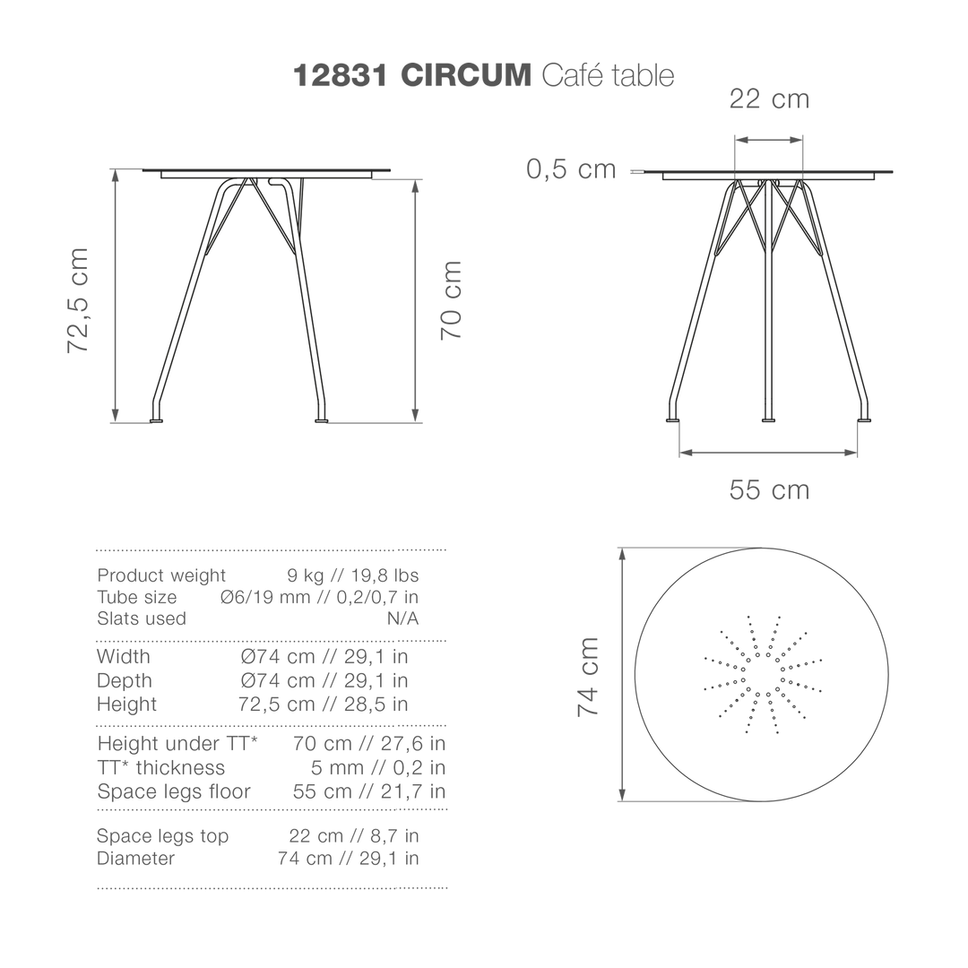 Circum Outdoor Round Dining Table 74cm By Houe (Black) 3 Circum Outdoor Round Dining Table 74cm By Houe (Black)