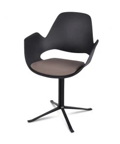 Falk Chair With Armrests & Column Leg By Houe (Black & Beige)