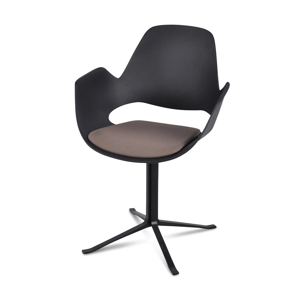 Falk Chair With Armrests & Column Leg By Houe (Black & Beige) 1 Falk Chair With Armrests & Column Leg By Houe (Black & Beige)
