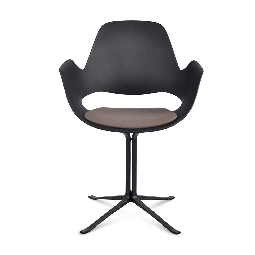 Falk Chair With Armrests & Column Leg By Houe (Black & Beige) 2 Falk Chair With Armrests & Column Leg By Houe (Black & Beige)