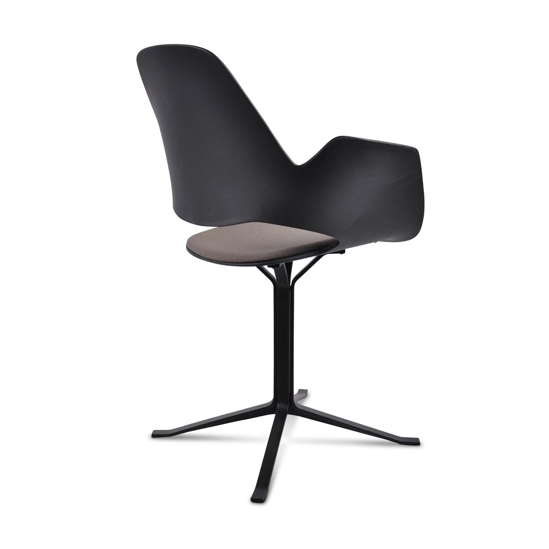 Falk Chair With Armrests & Column Leg By Houe (Black & Beige) 4 Falk Chair With Armrests & Column Leg By Houe (Black & Beige)