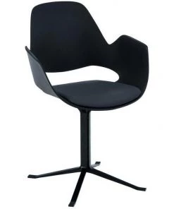 Falk Chair With Armrests & Column Leg By Houe (Black & Dark Grey)