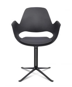 Falk Chair With Armrests & Column Leg By Houe (Black & Dark Grey)