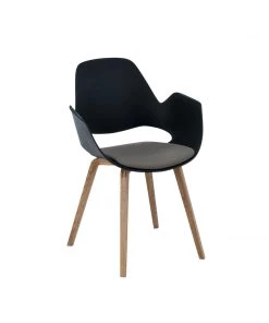 Falk Chair With Armrests & Solid Oak Legs By Houe (Black & Beige)