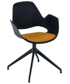 Falk Chair With Armrests & Swivel Base By Houe (Black & Dark Yellow) INDOOR