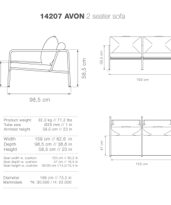 Avon Outdoor Two Seater Lounge Sofa By Houe (Ash)