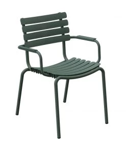ReClips Outdoor Dining Chair With Armrests By Houe (Olive Green)