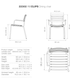 ReClips Outdoor Dining Chair With Armrests By Houe (Grey) 9 ReClips Outdoor Dining Chair With Armrests By Houe (Grey)