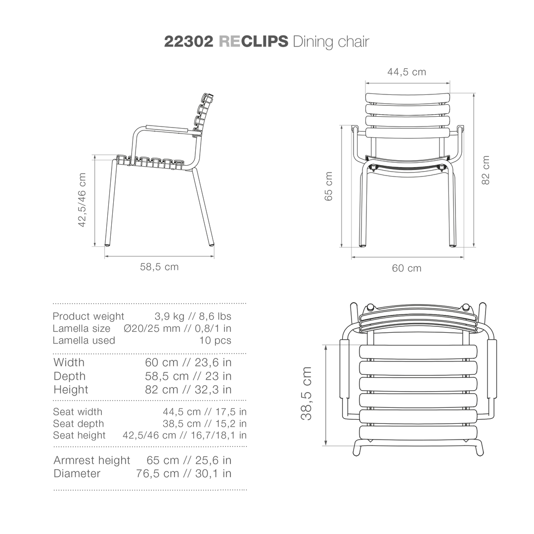 ReClips Outdoor Dining Chair With Armrests By Houe (Grey) 5 ReClips Outdoor Dining Chair With Armrests By Houe (Grey)