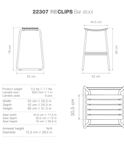 ReClips Outdoor Bar Stool Chair By Houe (Black)