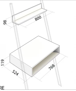 Kleo INDOOR Nako Mixed Hardwood & Powdercoated Metal Leaning Wall Desk