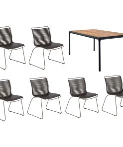 6 Seater Outdoor Four Rectangular Dining Table Set By Houe