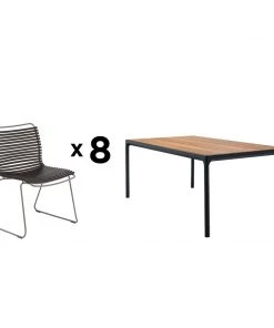 8 Seater Outdoor Four Rectangular Dining Table Set By Houe