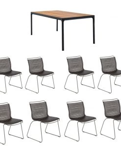 8 Seater Outdoor Four Rectangular Dining Table Set By Houe