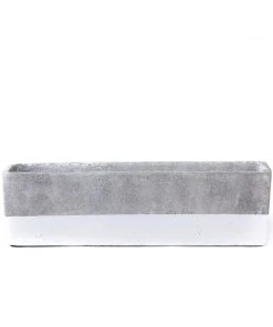 SLH Concrete Planter Rectangle White Band