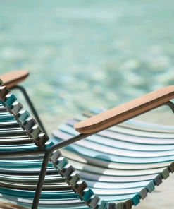 Click Outdoor Tall Back Dining Chair With Armrests By Houe (Blue Stripe)