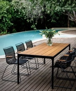 Four Rectangular Outdoor Dining Table 160cm By Houe (Bamboo & Black)