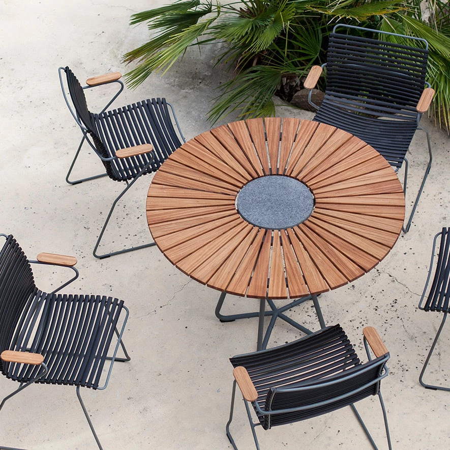 TABLES Circle Outdoor Dining Table 110cm By Houe (Bamboo & Black) 3 TABLES Circle Outdoor Dining Table 110cm By Houe (Bamboo & Black)