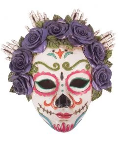 SLH Calavera White Mask With Purple Rose