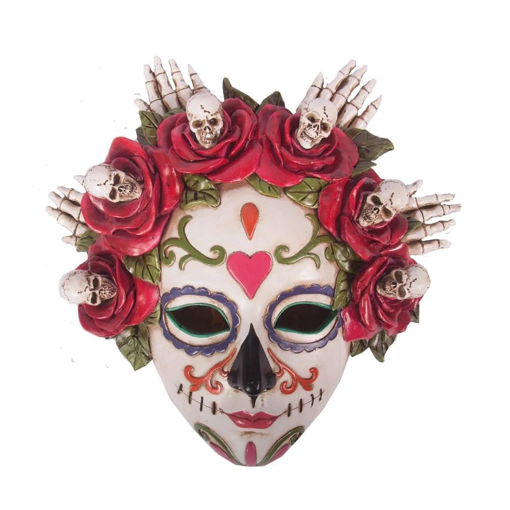 SLH DÉCOR Calavera White Mask Red Rose 1 SLH DÉCOR Calavera White Mask Red Rose