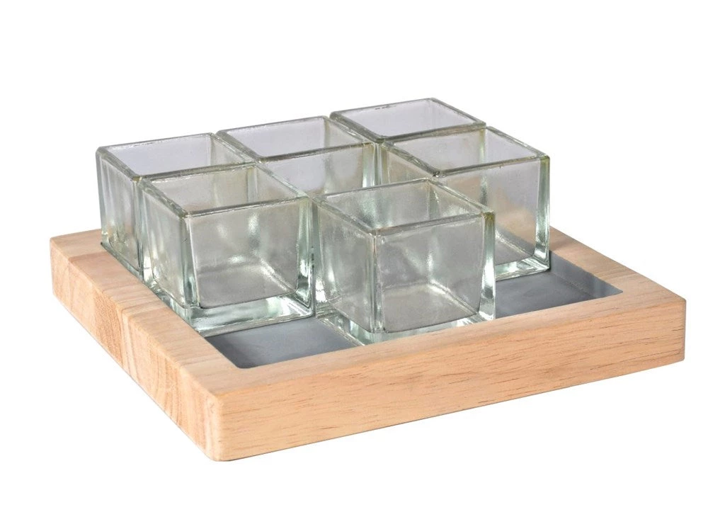 SLH Elementer Kesa Square Tray 6 Glass Candle Holder DÉCOR 2 SLH Elementer Kesa Square Tray 6 Glass Candle Holder DÉCOR