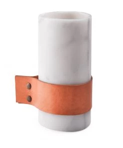 SLH Elementer Marble & Leather Vase DÉCOR