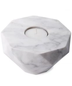 SLH Elementer Flip Marble Candle Holder - White DÉCOR