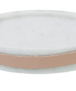 SLH DÉCOR Elementer Marble & Leather Trinket Tray - White