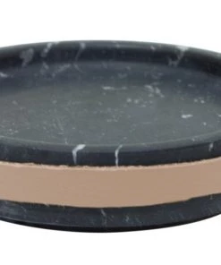SLH DÉCOR Elementer Marble & Leather Trinket Tray - Black