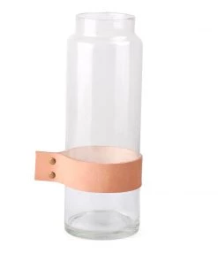 SLH Elementer Leather Wrap Flower Vase - 10 X 30cm DÉCOR