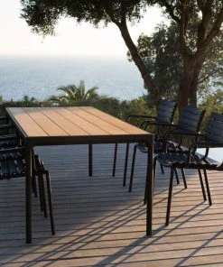 Four Rectangular Outdoor Dining Table 210cm By Houe (Bamboo & Black)