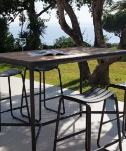 Four Rectangular Outdoor Bar Table 160cm By Houe (Bamboo & Black)