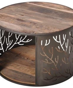 Kleo INDOOR Coral Mixed Hardwood & Metal Round Coffee Table