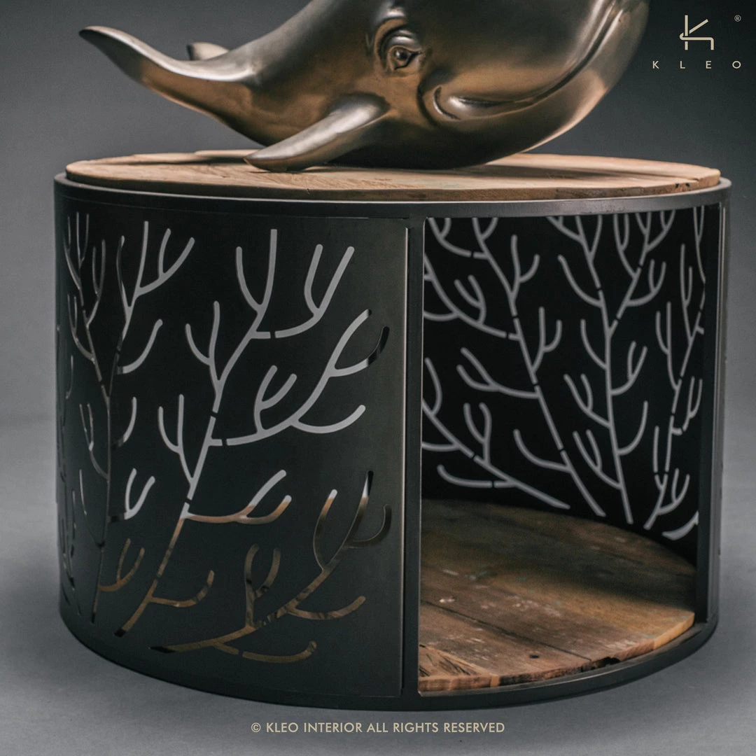 Kleo INDOOR Coral Mixed Hardwood & Metal Round Coffee Table 8 Kleo INDOOR Coral Mixed Hardwood & Metal Round Coffee Table