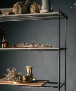 Kleo Discreet Mindi Wood & Powdercoated Metal Display Shelving Unit