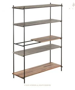 Kleo Discreet Mindi Wood & Powdercoated Metal Display Shelving Unit